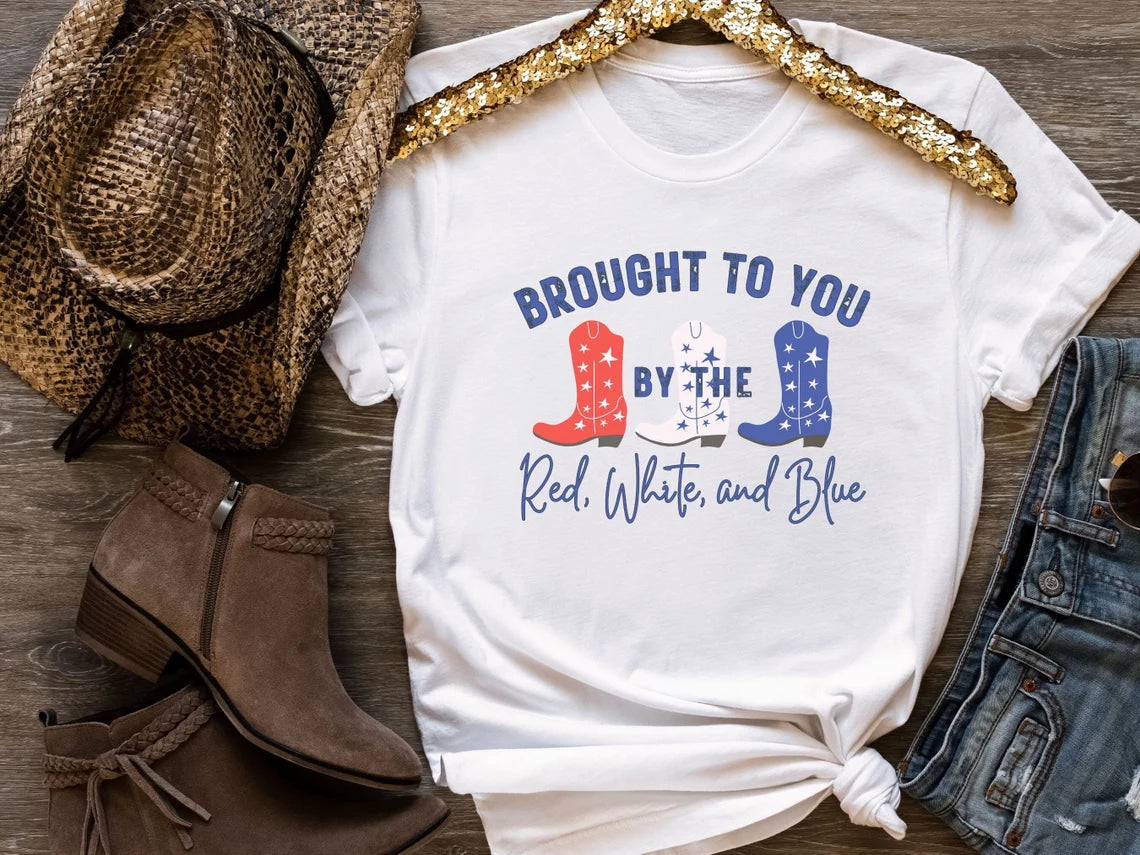 Red White and Blue Boots Graphic Tee
