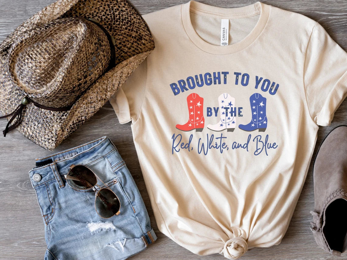 Red White and Blue Boots Graphic Tee