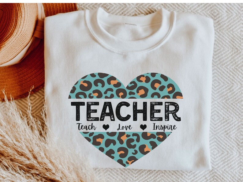 Leopard Heart Teacher Sweatshirt